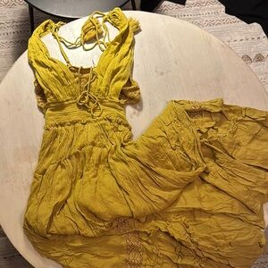 Free People Yellow/Green Sundress Resort Wear